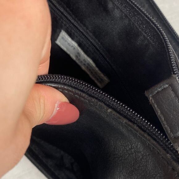 Vintage Croft and Barrow Mini Shoulder Black Leather Slouchy Y2K 90s Purse - Picture 6 of 6